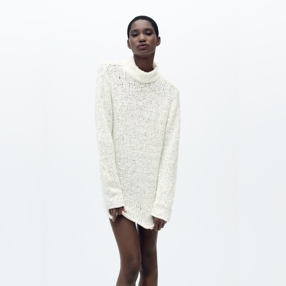 NWT ZARA SEQUINED KNIT SWEATER - Picture 6 of 9
